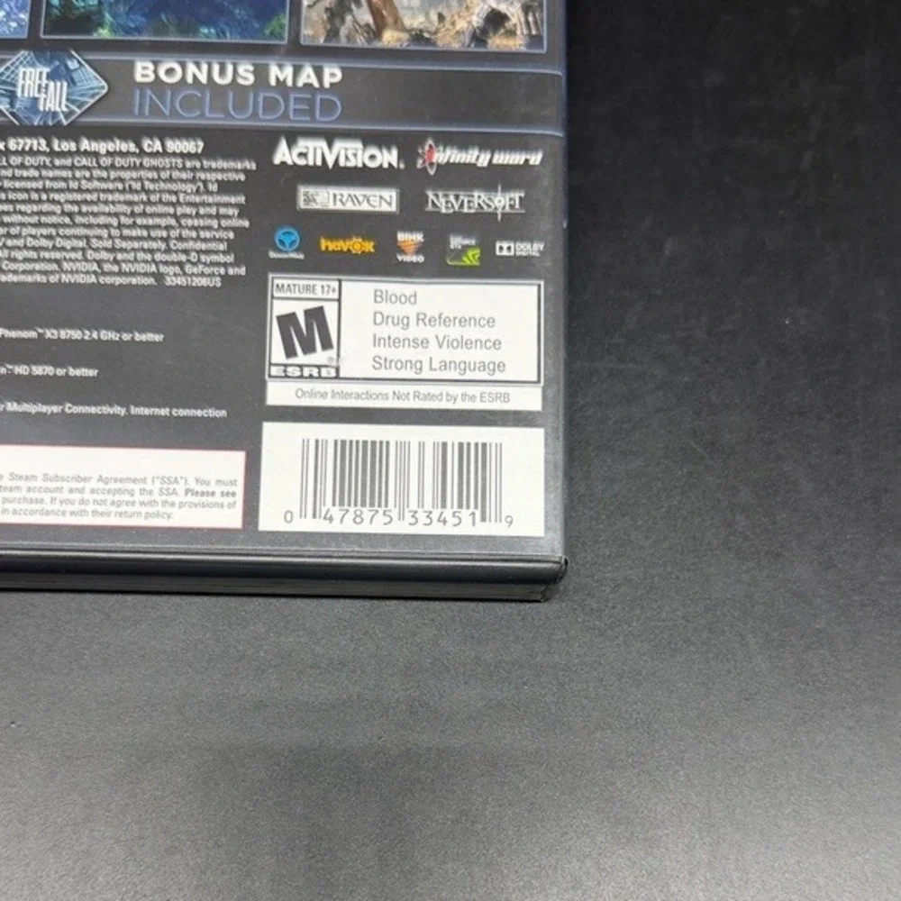 Call of Duty Ghosts‎ PC DVD ROM Game Activision Infinity Ward Bonus Map Included